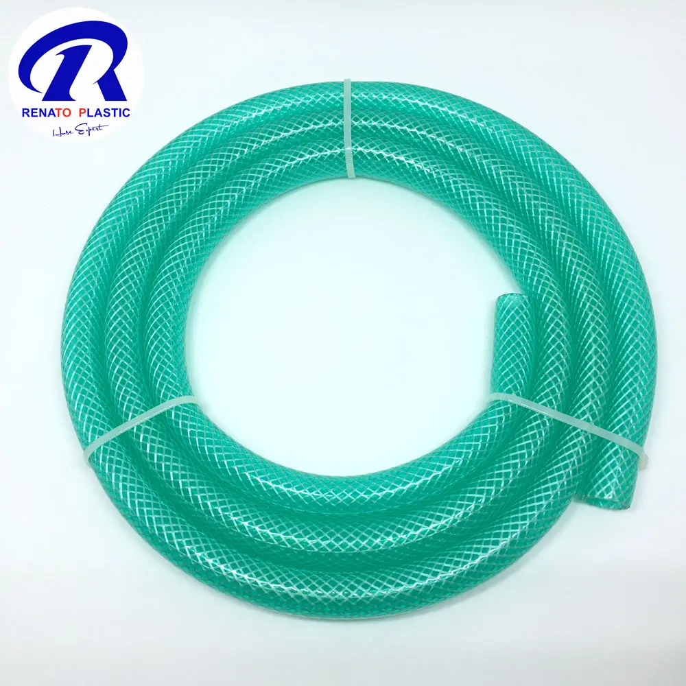 Manguera de PVC flexible reforzada con fibra transparente y colorida de calidad alimentaria para descarga de agua